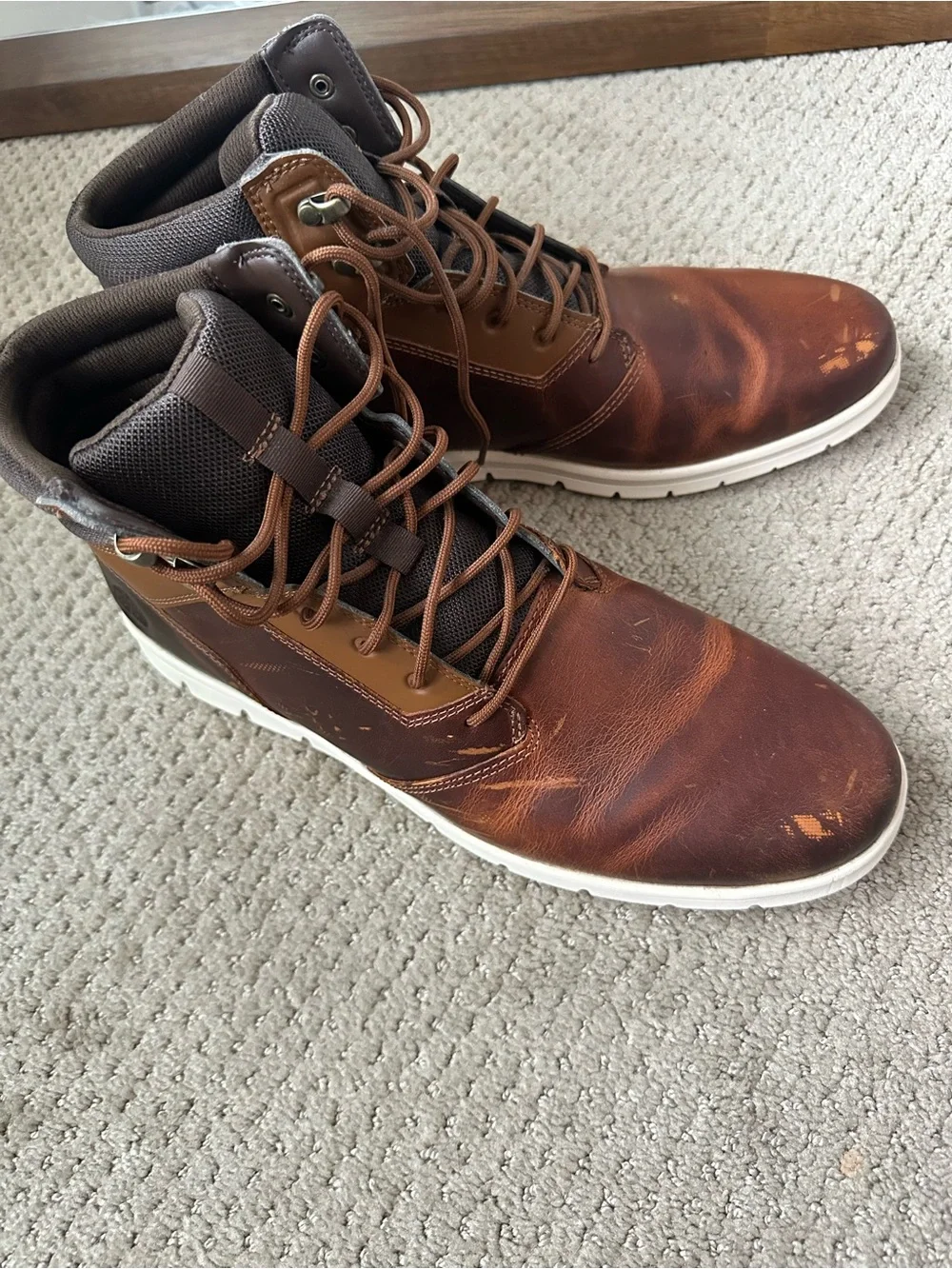 Timberland Brown Leather Chukka Boots with White Outsole